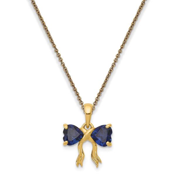 Gemstone Classics&#40;tm&#41; 14kt. Gold Sapphire Bow Pendant Necklace - image 