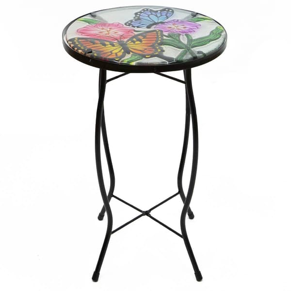 Northlight Seasonal 19in. Floral and Butterfly Patio Side Table - image 