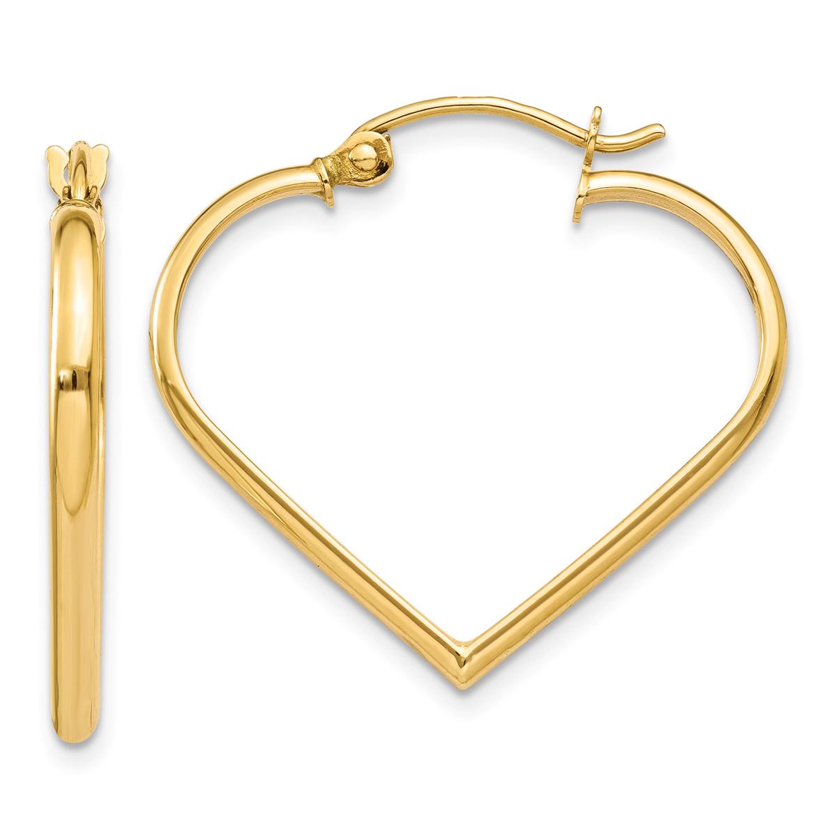 Gold Classics™ 14kt. Gold Polished Heart Hoop Earrings