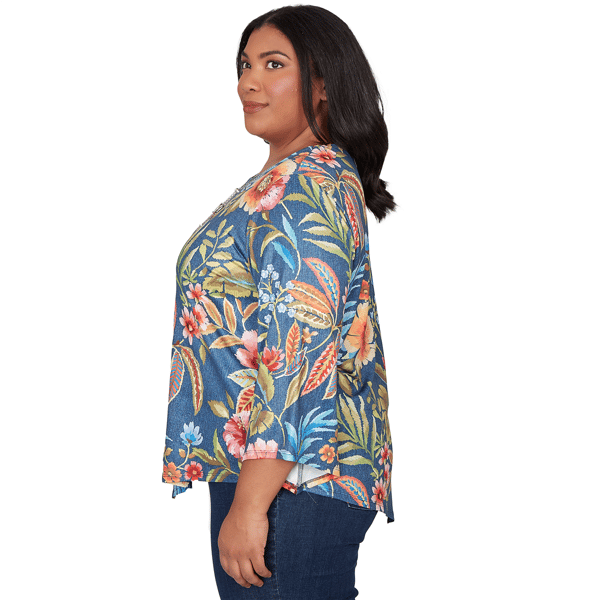Plus Size Alfred Dunner Classics 3/4 Sleeve Garden Floral Blouse