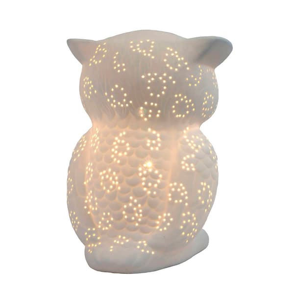 Simple Designs Porcelain Wise Owl Shaped Animal Light Table Lamp