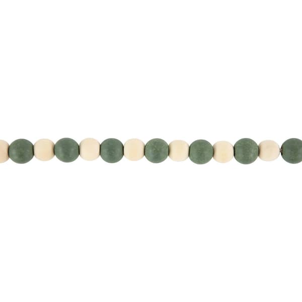 Northlight Seasonal 6ft. Green & Cream Wooden Beads Garland