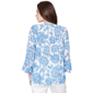 Womens Hearts of Palm Embraceable Blue Floral Crinkle Blouse - image 2