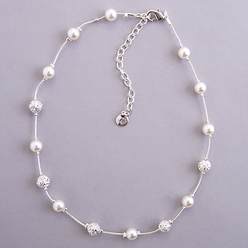 Gloria Vanderbilt Pave Ball & Pearl Necklace