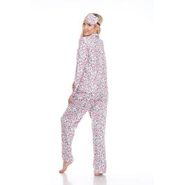 Womens White Mark 3pc. Grey Cheetah Pajama Set