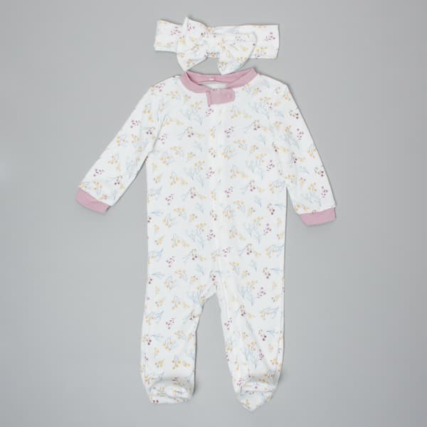 Baby Girl (NB-9M) Kyle & Deena(R) Wild Flower Footie & Headband - image 