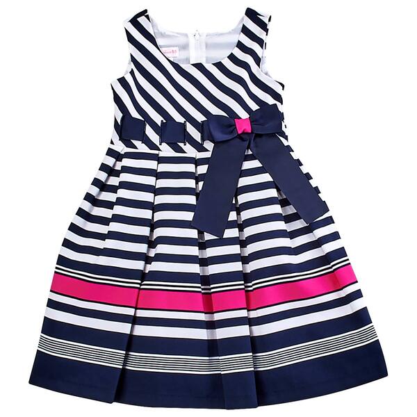 Girls &#40;4-6x&#41; Bonnie Jean A-Line Nautical Stripe Border Dress - image 