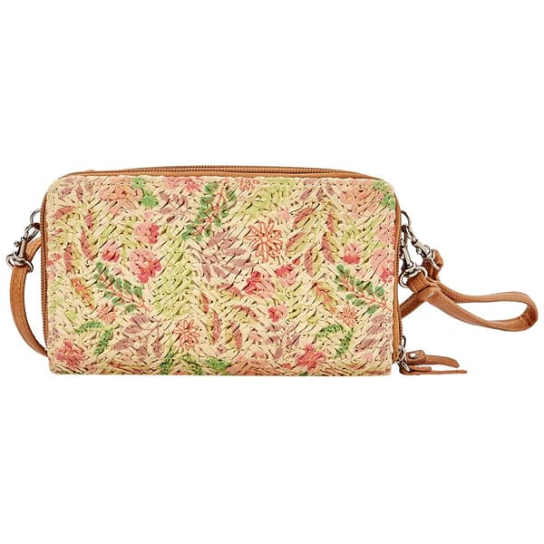 Womens Bueno Floral Straw Crossbody Wallet