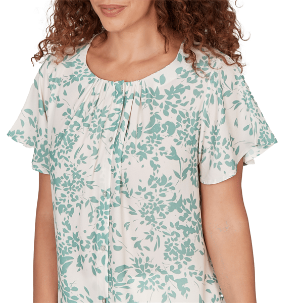 Womens Emaline Seabreeze Essence Flutter Sleeve Leaf Blouse