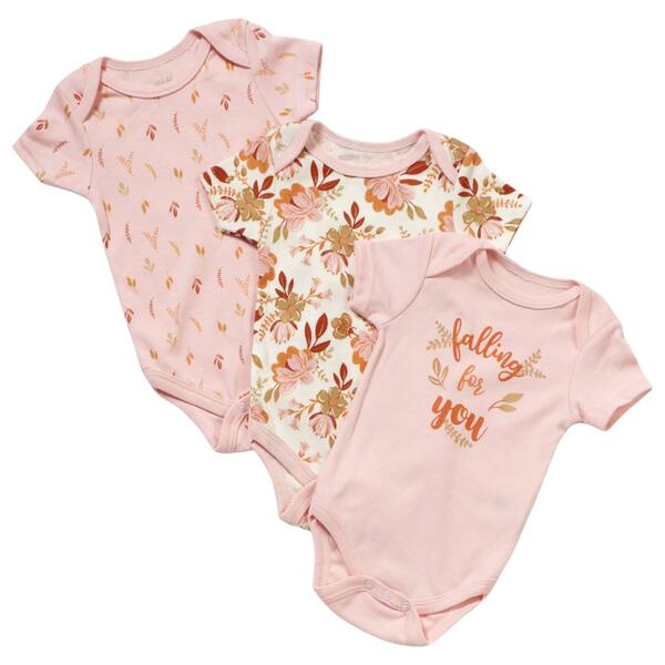 Baby Girl &#40;NB-9M&#41; Le Top 3pk. Floral Falling for You Bodysuits - image 