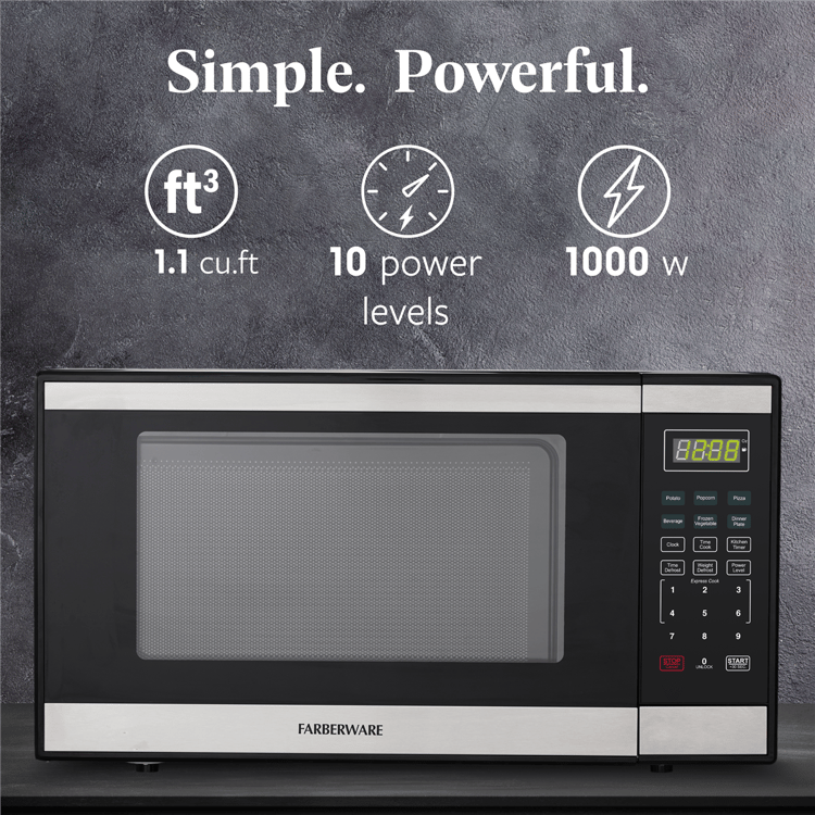 Farberware® 1.1 cu. ft. Black 1000 Watt Countertop Microwave Oven
