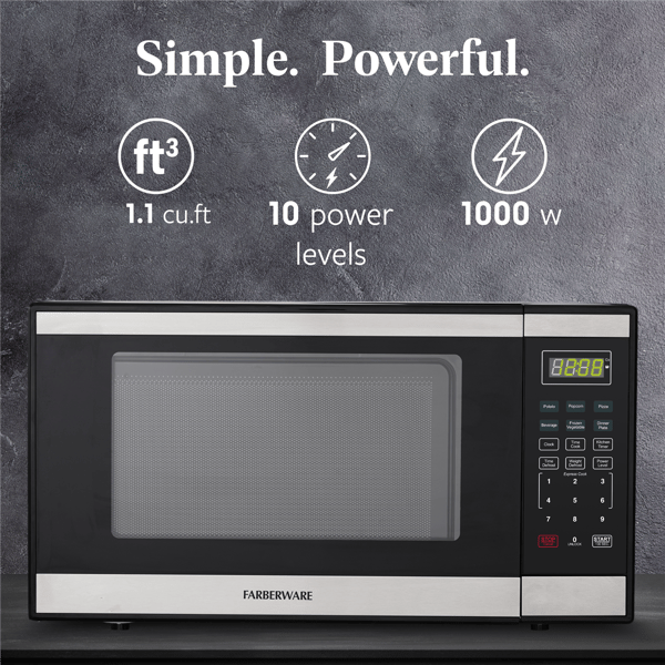 Farberware® 1.1 cu. ft. Black 1000 Watt Countertop Microwave Oven