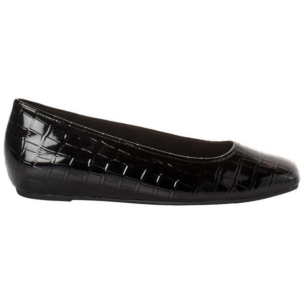 Womens Easy Street Crescent Black Crocodile Flats