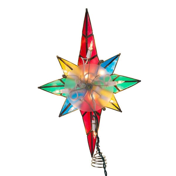 Kurt Adler Multicolor Capiz Bethlehem Star Treetop w/ Gem Center