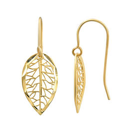 Candela 14kt. Gold Filigree Leaf Drop Earrings
