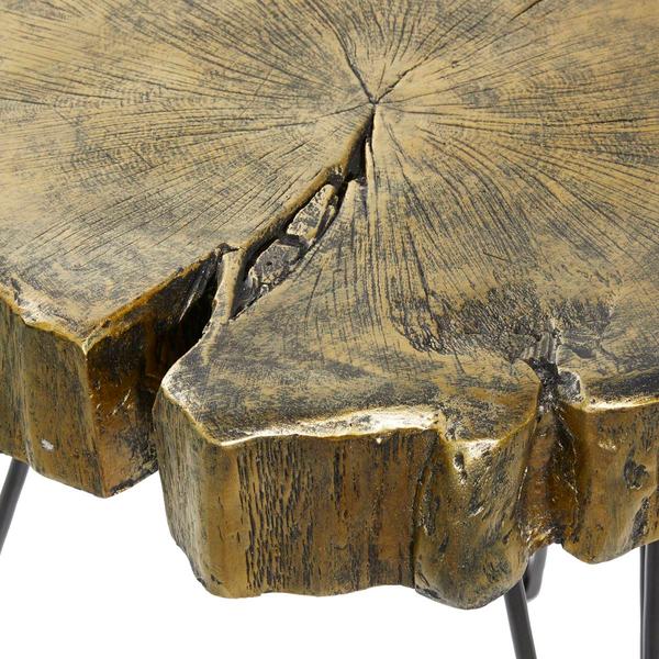 9th & Pike® Gold Polystone and Metal Modern Accent Table
