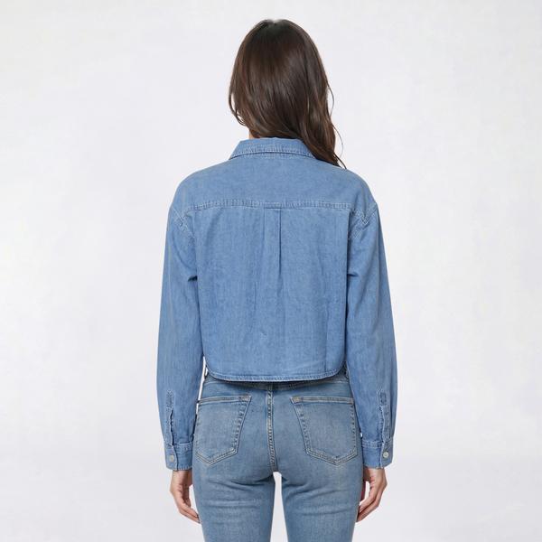Womens Architect® Long Sleeve Denim Cropped Button Down