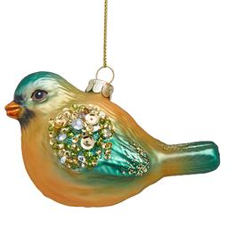 Kurt S. Adler Glass Blue, Green & Gold Bird Ornament