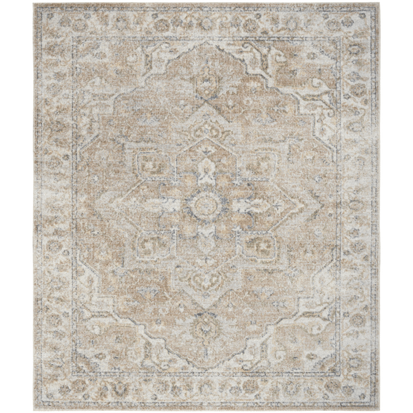 HomeRoots Beige Oriental Power Loom Washable Area Rug