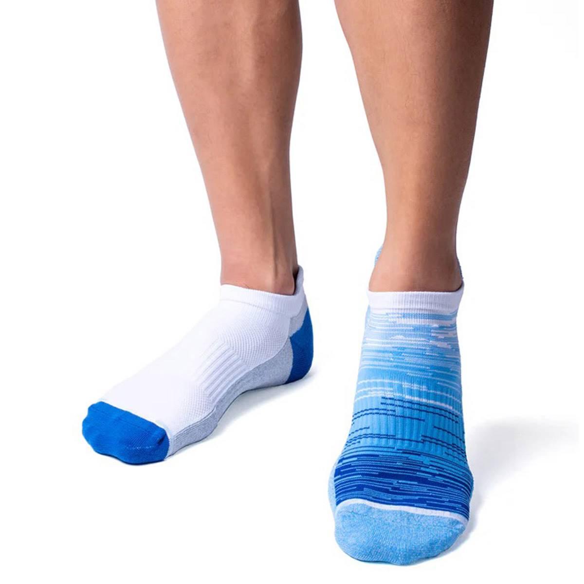 Mens Dr. Motion® 2pk. Ankle Compression Socks - White/Blue