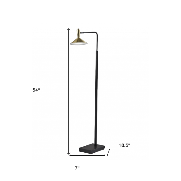HomeRoots 54in. Black & Gold LED Task Floor Lamp