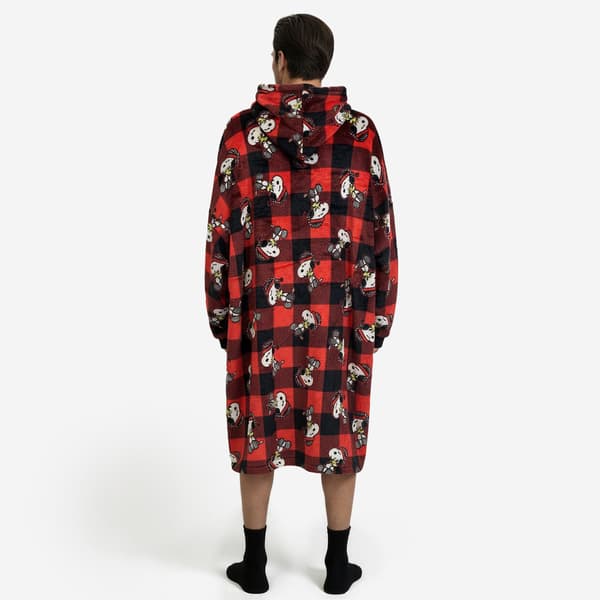 Mens Peanuts™ Snoopy Plaid Pajama Hoodie - Red/Black