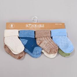 Baby Boy so''dorable&#40;R&#41; 8pk. Solid Textured Knit Turn Cuff Socks