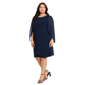 Plus Size R&M Richards Ruched Sheer Sleeve Cocktail Dress - image 1