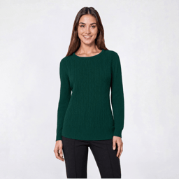 Petite Napa Valley Long Sleeve Cable Knit Front Sweater