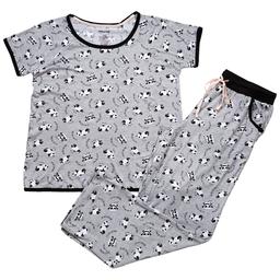 Juniors Pillow Talk Short Sleeve Panda Do Not Disturb Pajama Set