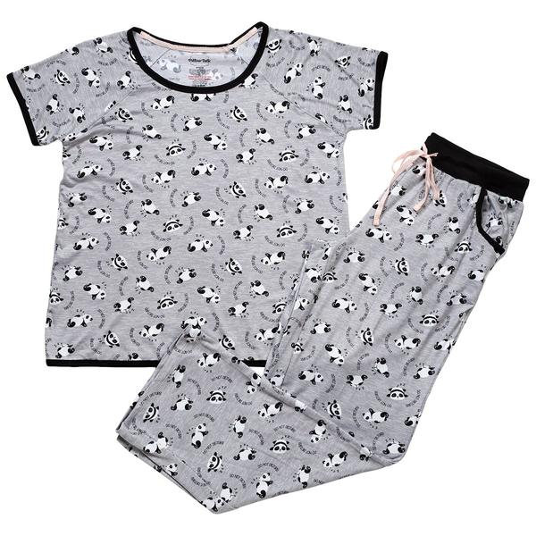 Womens Pillow Talk Short Sleeve Panda Do Not Disturb Pajama Set - image 