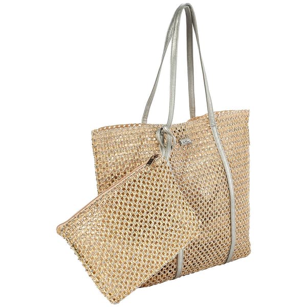 Sun ''N'' Sand Metallic Crochet Tote with Pouch