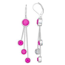 Napier Silver-Tone & Pink Illusion Linear Leverback Earrings