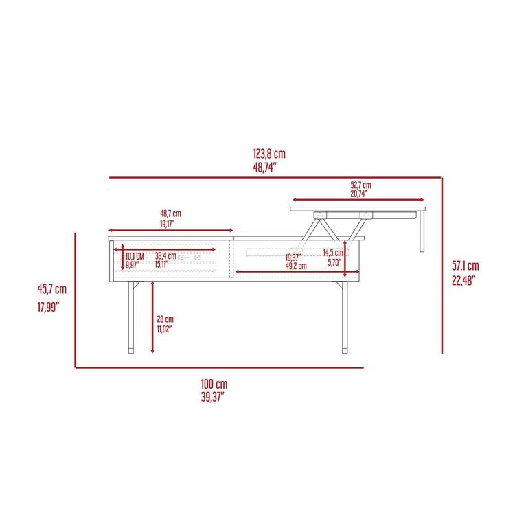 FM FURNITURE Georgetown Lift Onyx Top Coffee Table