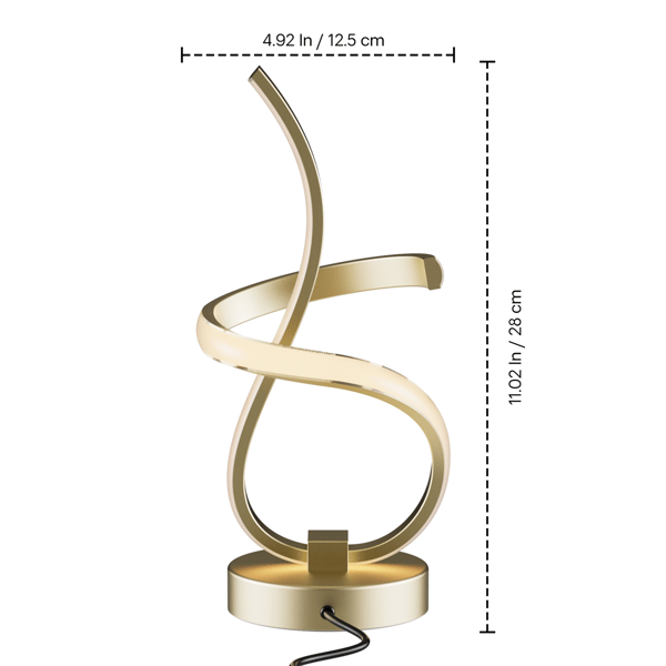 Infibrite Golden 16in. Swirl Touch Dimming LED Table Lamp