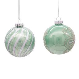 Kurt Adler 6pc. Silver & Pale Aqua Embellished Ball Ornaments Set