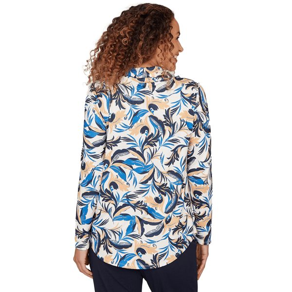 Womens Emaline Golden Nautica Long Sleeve Cowl Neck Leaf Blouse