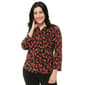 Plus Size Napa Valley 3/4 Sleeve Ditsy Floral Pleat Henley Blouse - image 1