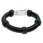 Mens Lynx Stainless Steel &amp; Black Leather USB Charger Bracelet - image 2