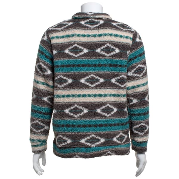 Young Mens Brooklyn Cloth Baja Stripe Mock Neck Hoodie - Teal