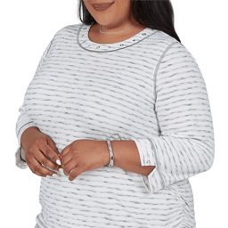 Plus Size Alfred Dunner Weekend Warrior 3/4 Sleeve Stripe Blouse