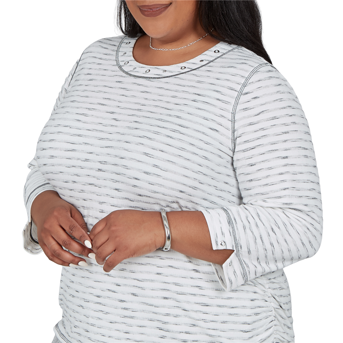 Plus Size Alfred Dunner Weekend Warrior 3/4 Sleeve Stripe Blouse