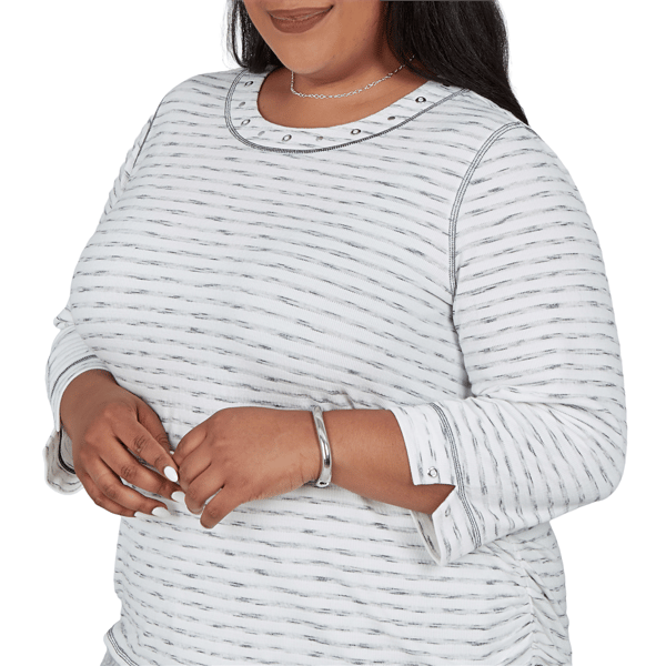 Plus Size Alfred Dunner Weekend Warrior 3/4 Sleeve Stripe Blouse