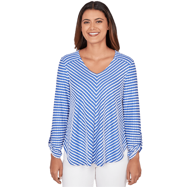 Plus Size Ruby Rd. Must Haves I Mitered Scallop Stripe Tunic Top - image 