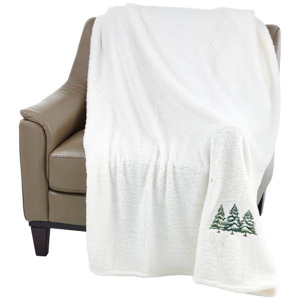 Mountain Ridge Winter Tree Sherpa Throw