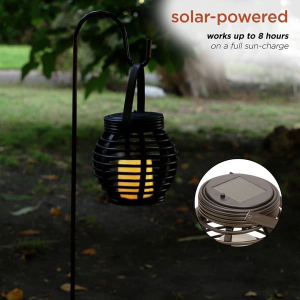 Alpine Solar Dark Brown LED Candle Lantern w/ Shepherd''s Hook