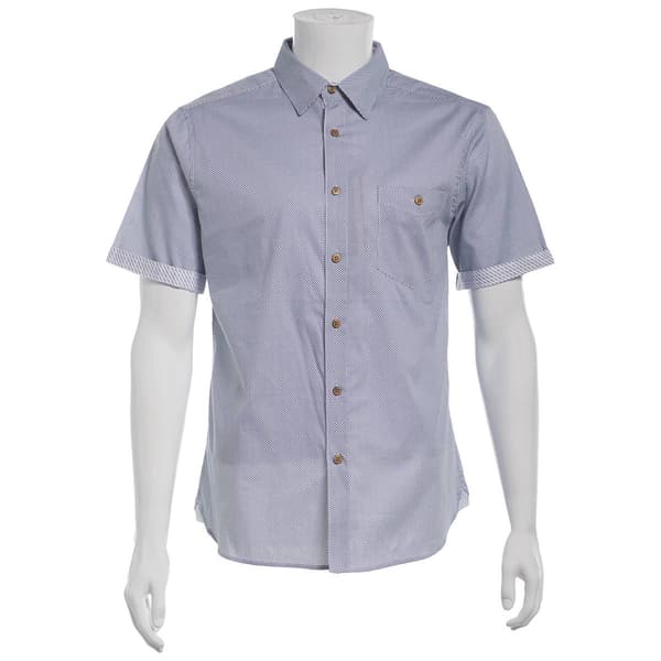 Mens Campia Short Sleeve Cotton Spandex Button Down Shirt-Indigo - image 