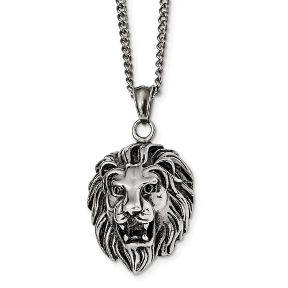 Mens Gentlemen’s Classics™ Antiqued Lion Head Necklace