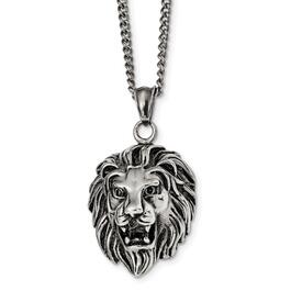 Mens Gentlemen's Classics&#40;tm&#41; Antiqued Lion Head Necklace