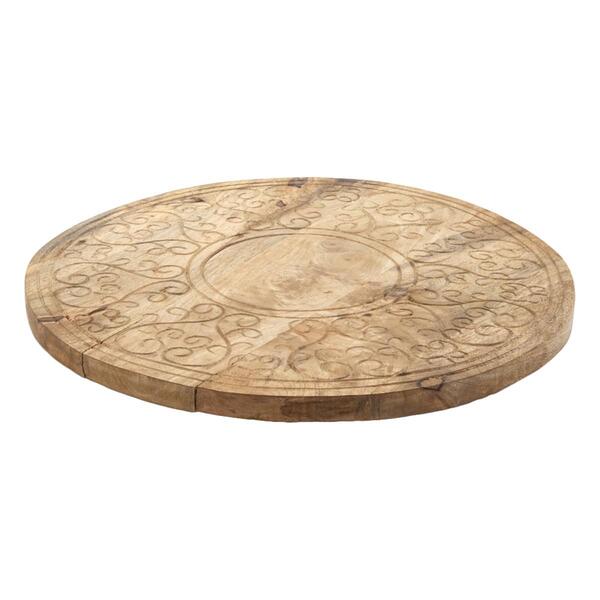 Natural Carved Scroll Lazy Susan - image 